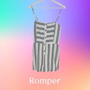 Shorts Romper Women's White & Gray / Grey Summer Cami Romper w/ Pockets